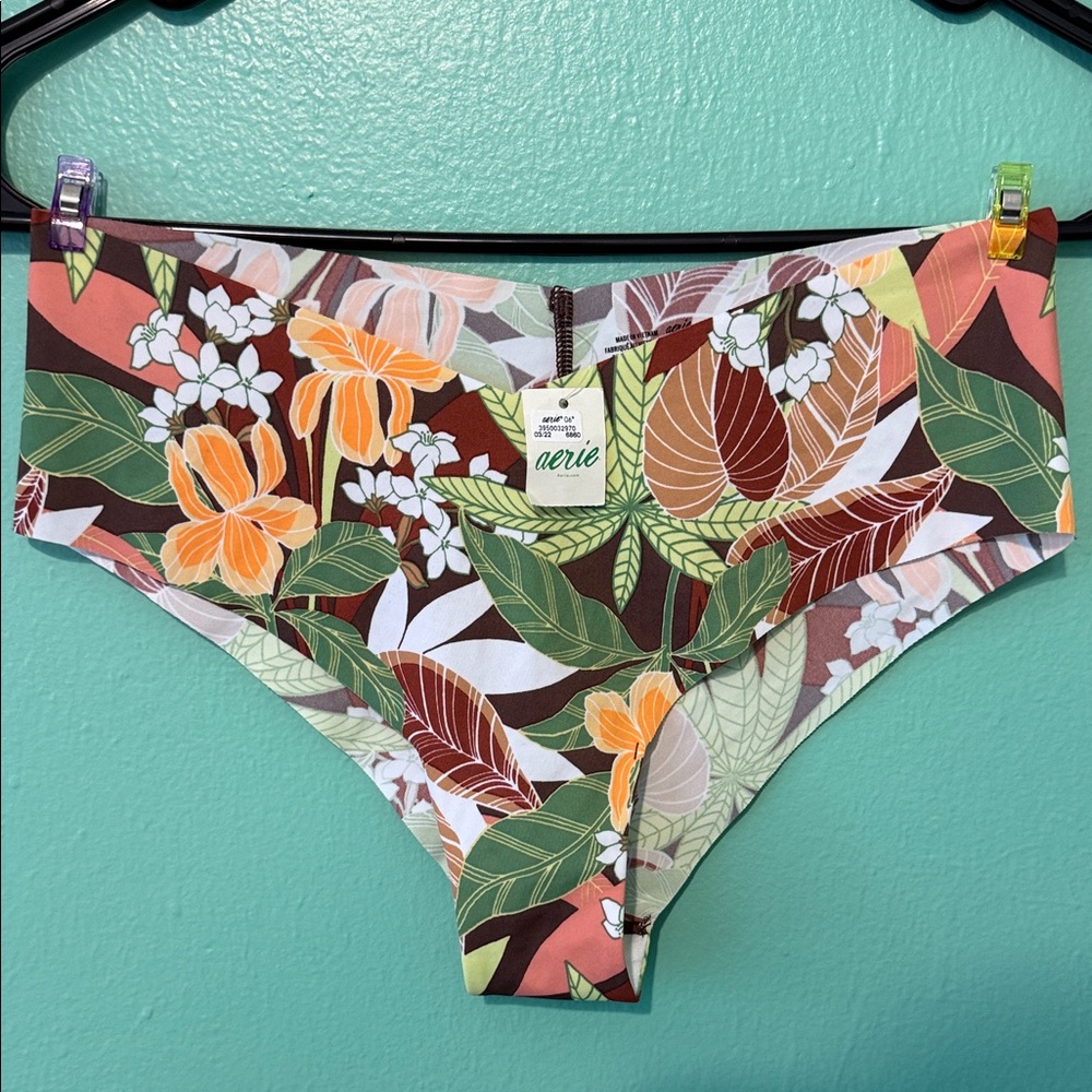 Aerie Floral Print Panties - Orange, Green, Brown